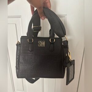 Steve Madden Black Satchel with Embossed Pattern